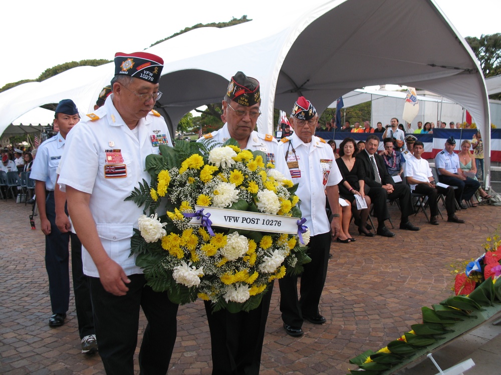 VFW Vets Lay Wreath at the National Memorial Cemetery of the Pacific in Honolulu