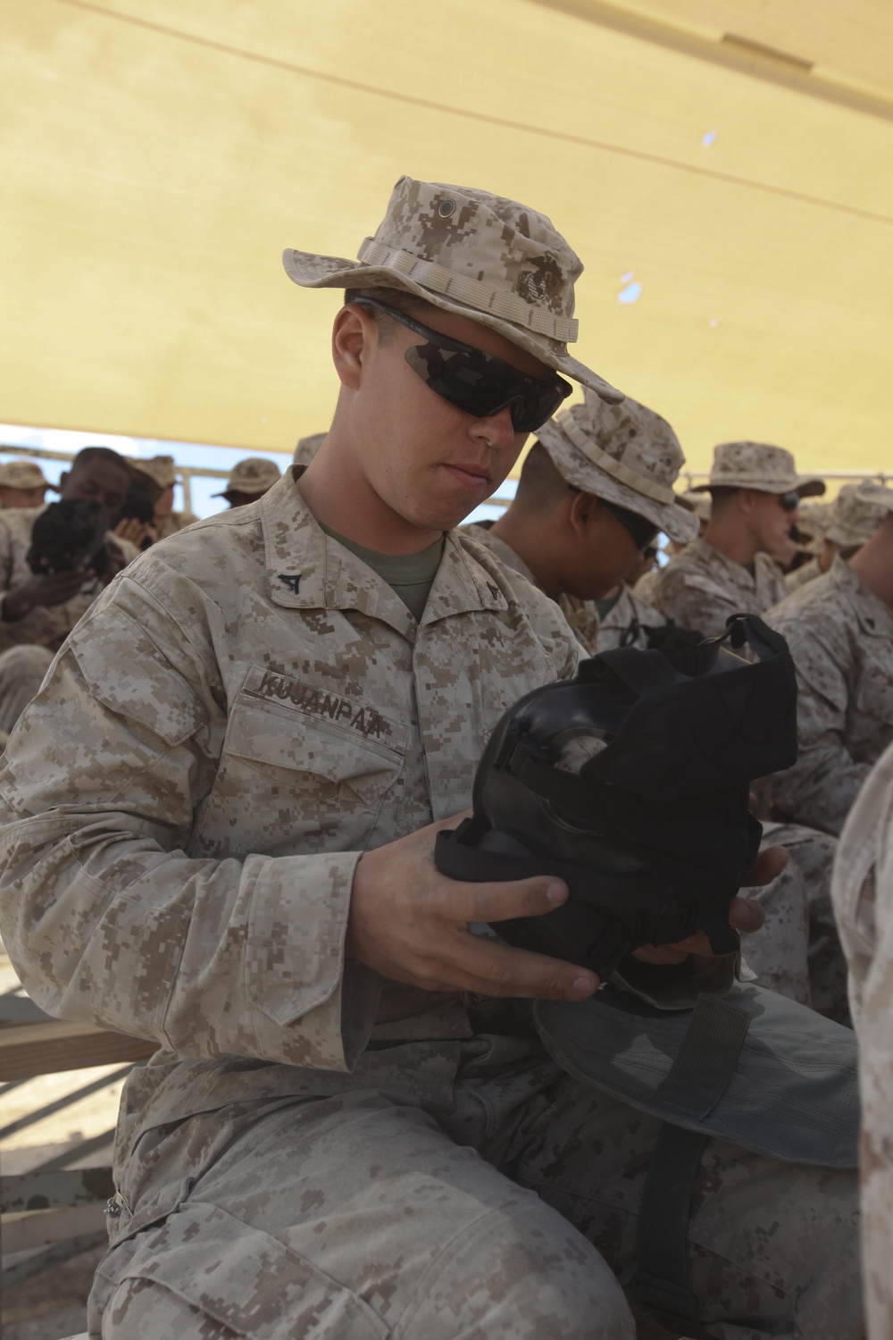 M50 gas mask and MOPP suit training