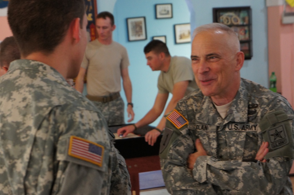 Chaplain Dolan Visits With soldiers