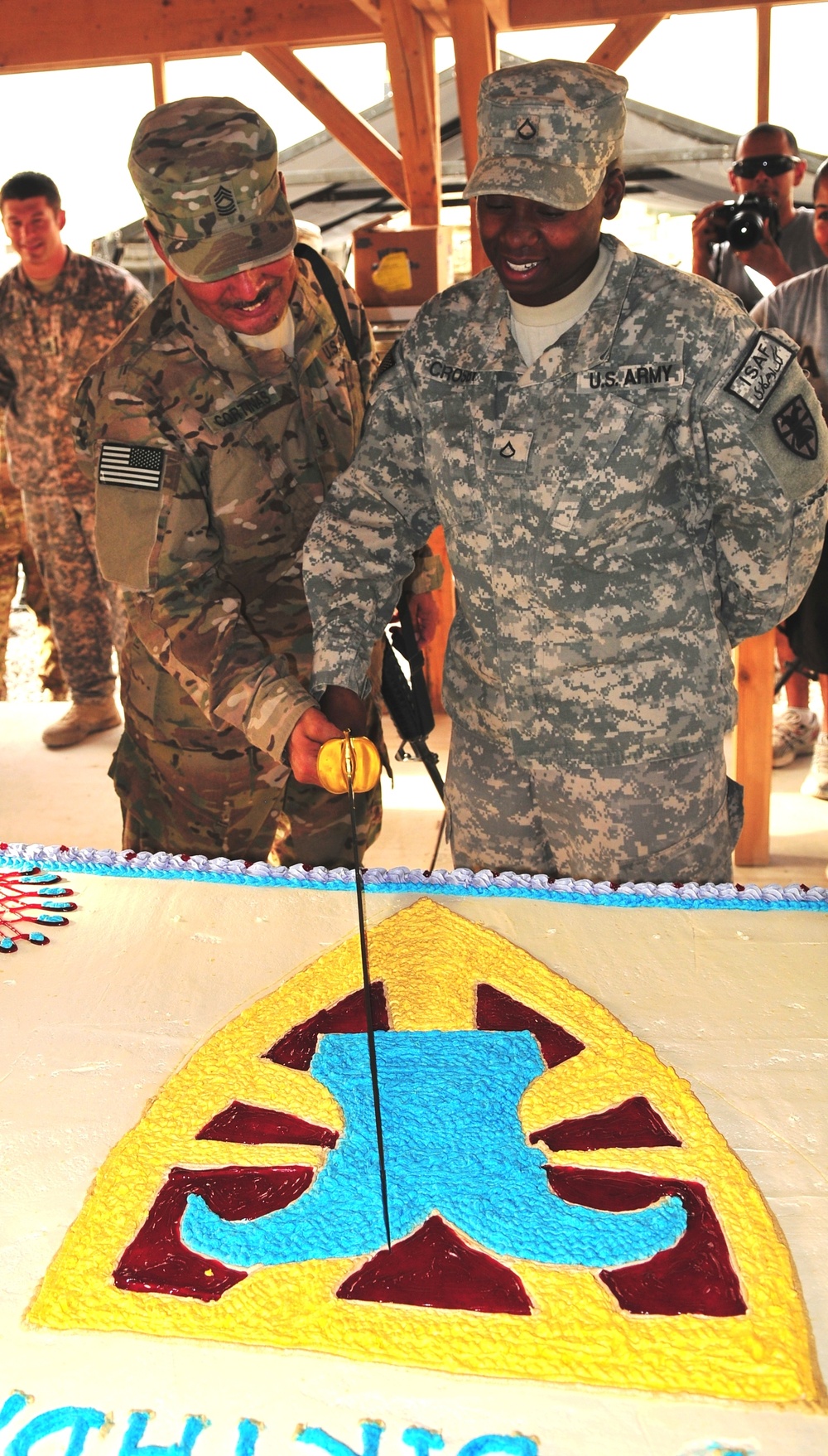 Cutting the Army birthday cake