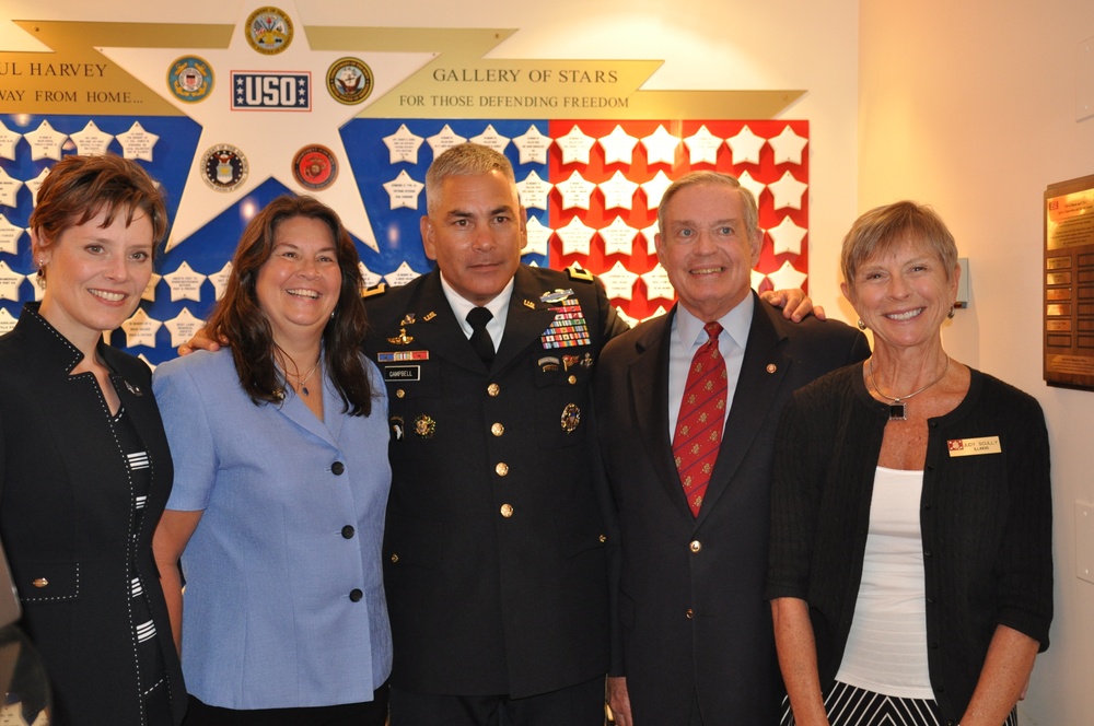 The USO of Illinois hosts a luncheon for the Campbell's at Chicago's Navy Pier