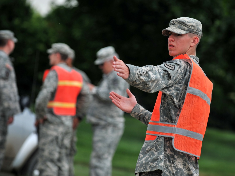 235th Military Police Company conduct traffic as residents return to homes in Dakota Dunes