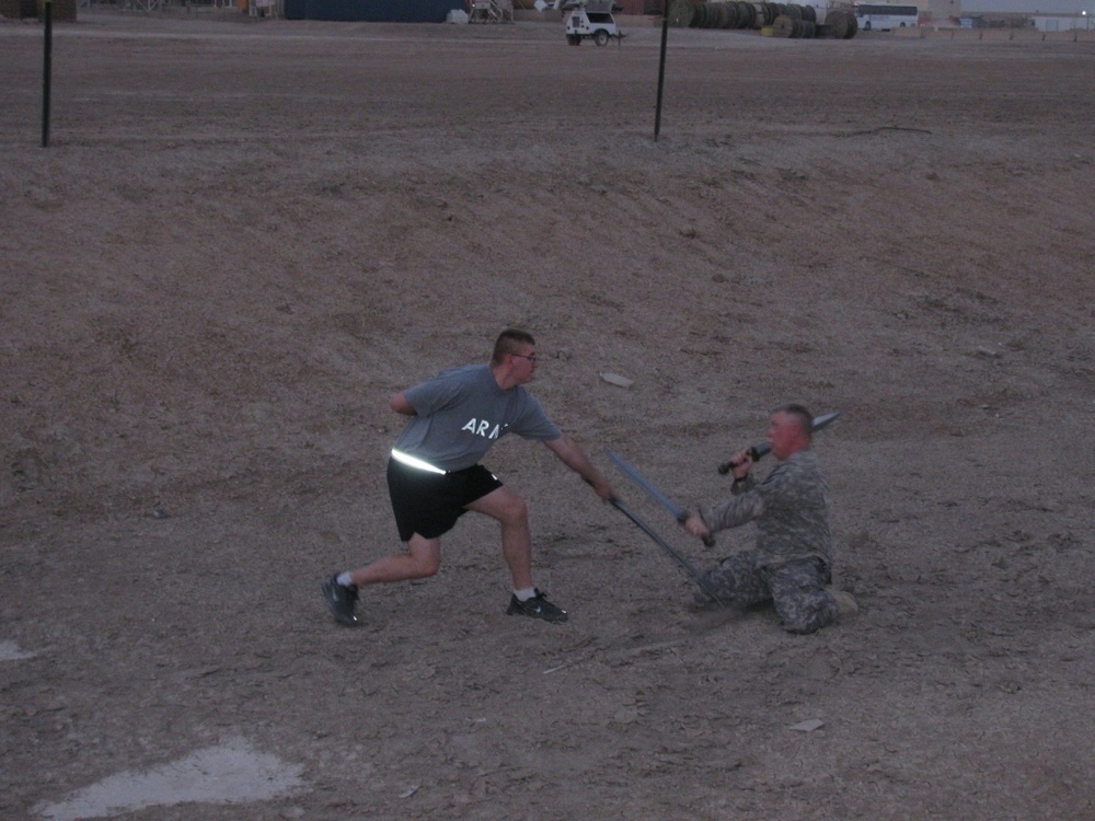 Soldiers use medieval war games to stay entertained