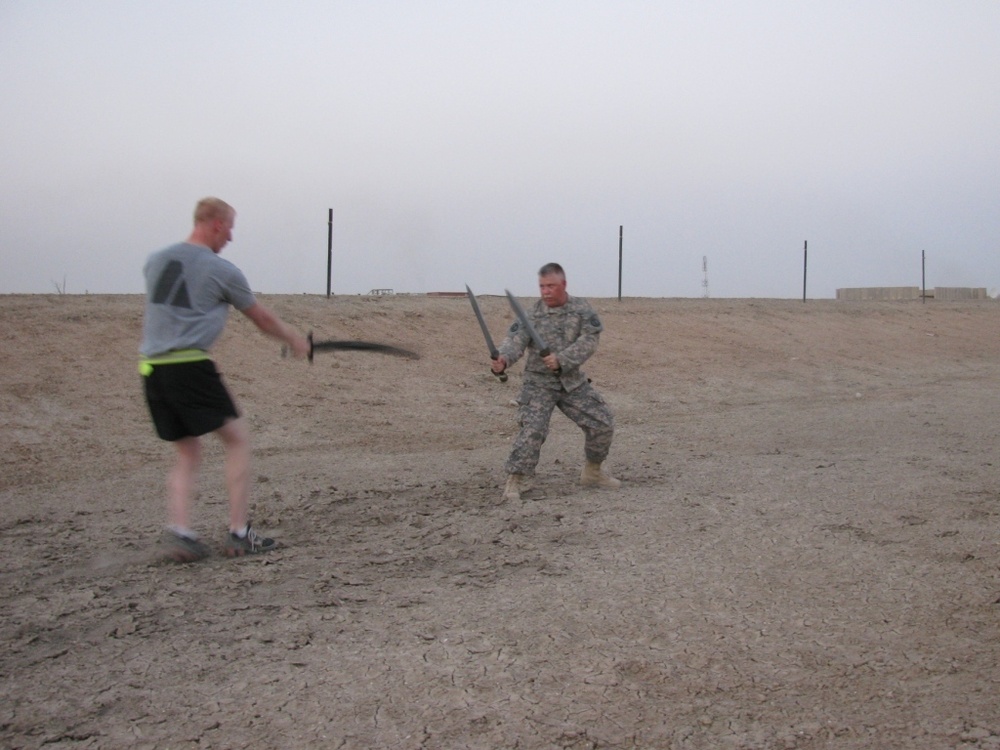 Soldiers use medieval war games to stay entertained