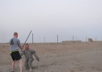 Soldiers use medieval war games to stay entertained