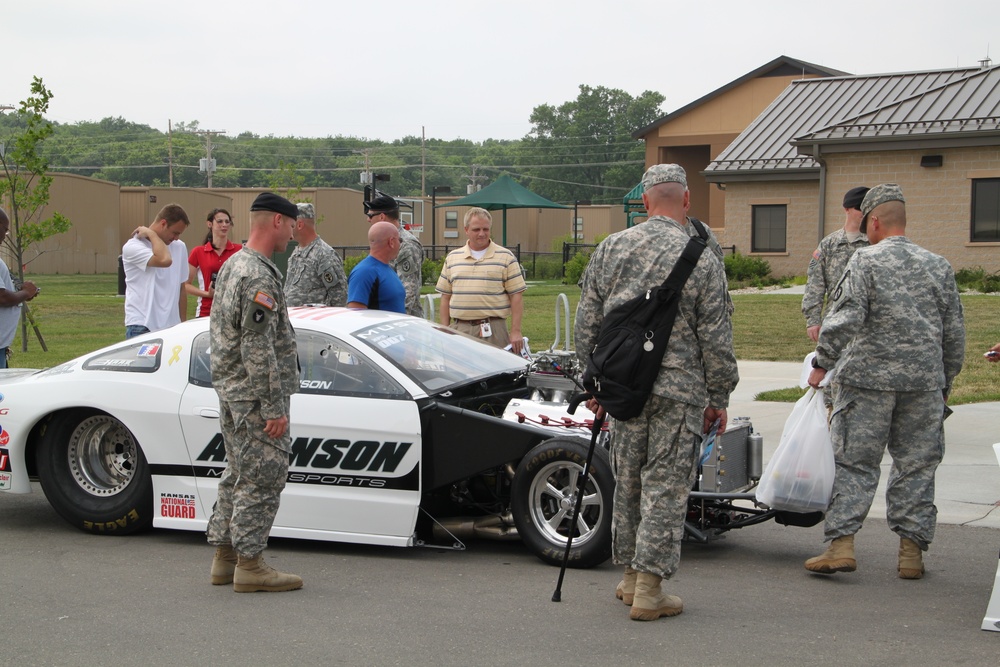 Kansas National Guard static displays drag racers and vehicles