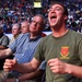 The crowd cheers on the Marines, St. Louis police and fire department