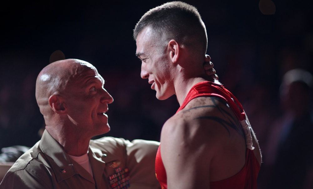 Marine gives pep talk before fight