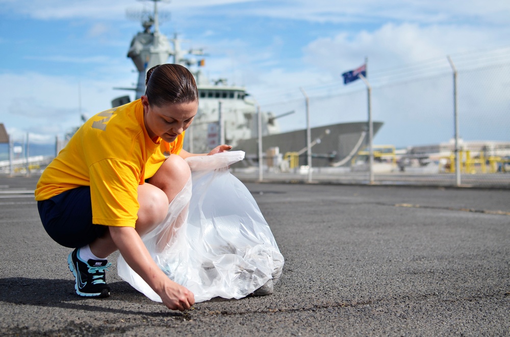 Sailors clean up base