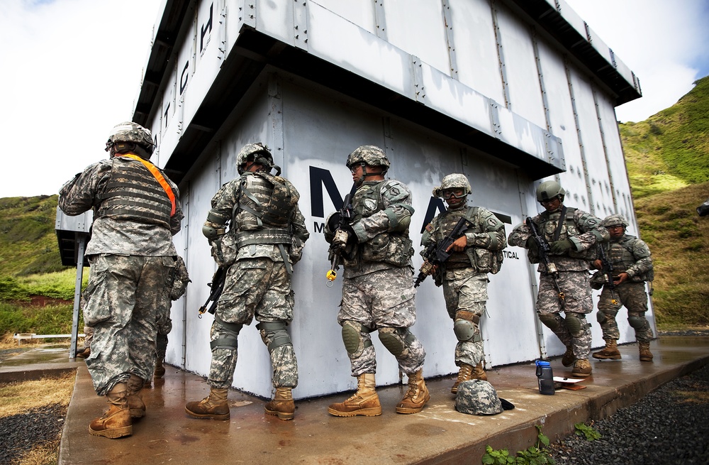 Building confidence by the basics: Famed Army ‘Purple Heart Battalion’ practices clearing K-Bay shoot house