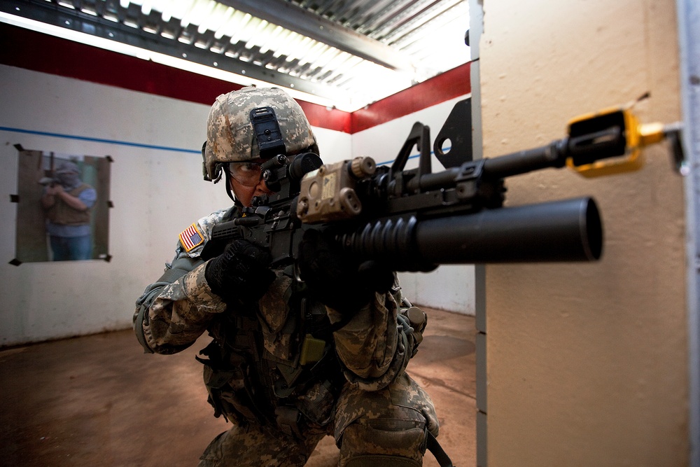 Building confidence by the basics: Famed Army ‘Purple Heart Battalion’ practices clearing K-Bay shoot house