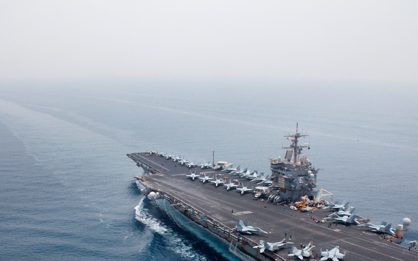USS Enterprise in the Strait of Bab el Mandeb