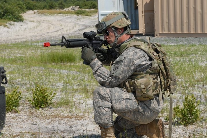 Soldiers return fire after enemy assualt