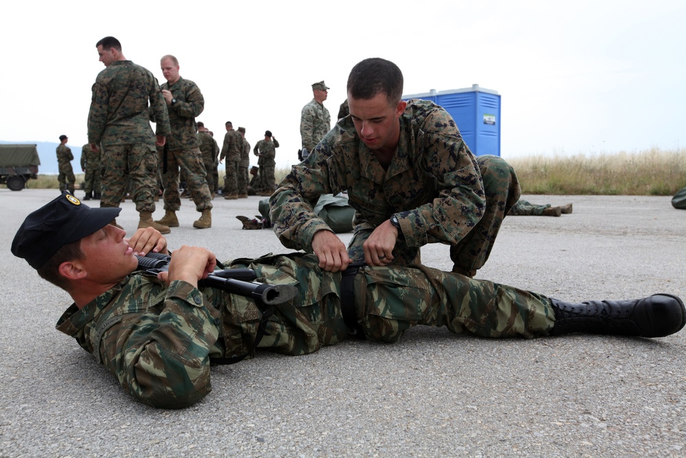 Marines, Greek soldiers learn combat lifesaving techniques