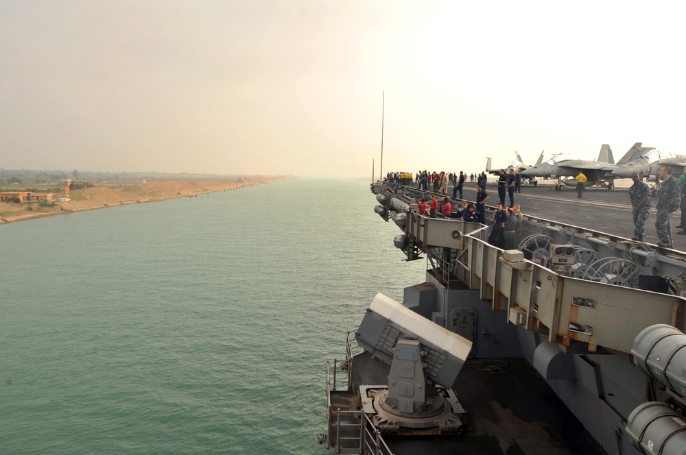 USS Enterprise transits the Suez