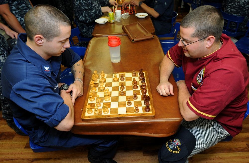 USS Truxton sailors play in chess tournament