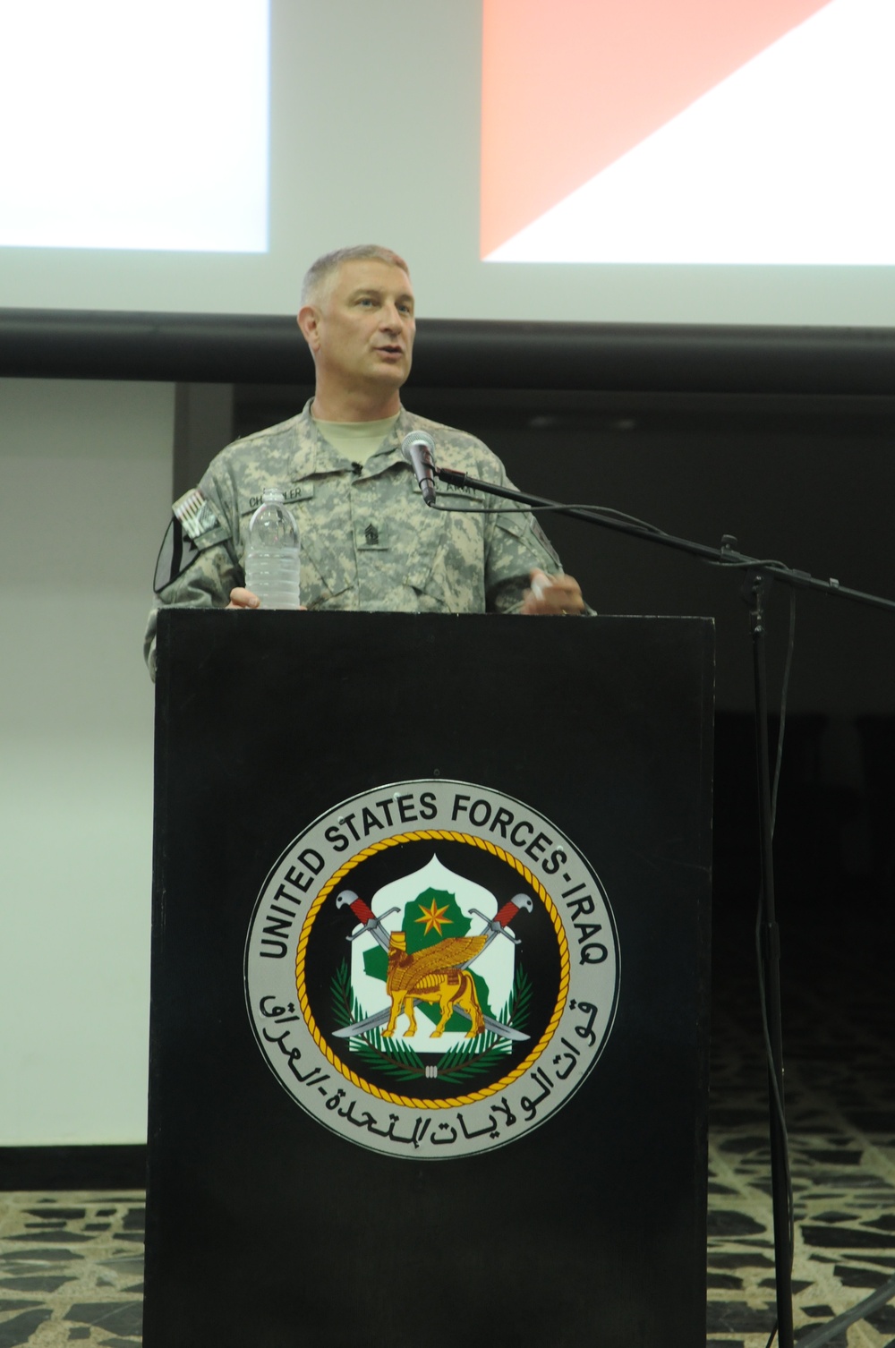 Sergeant major of the Army holds town hall meeting with deployed troops