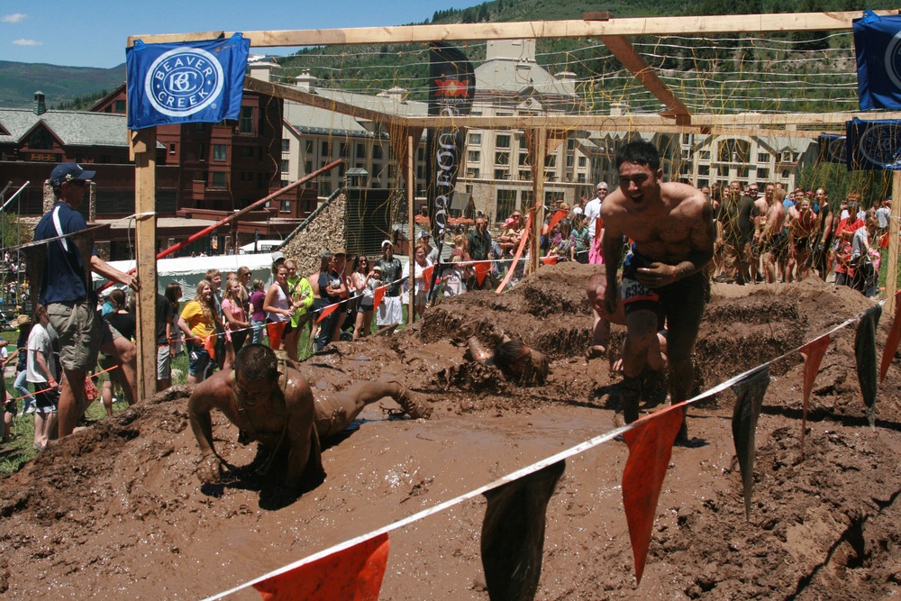 Mud run tests strength, endurance