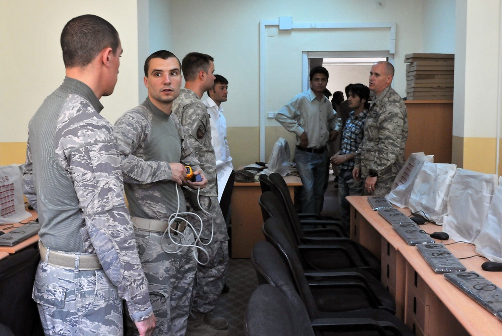 Combined Joint Interagency Task Force 435 information technology specialists help connect Kabul University law school