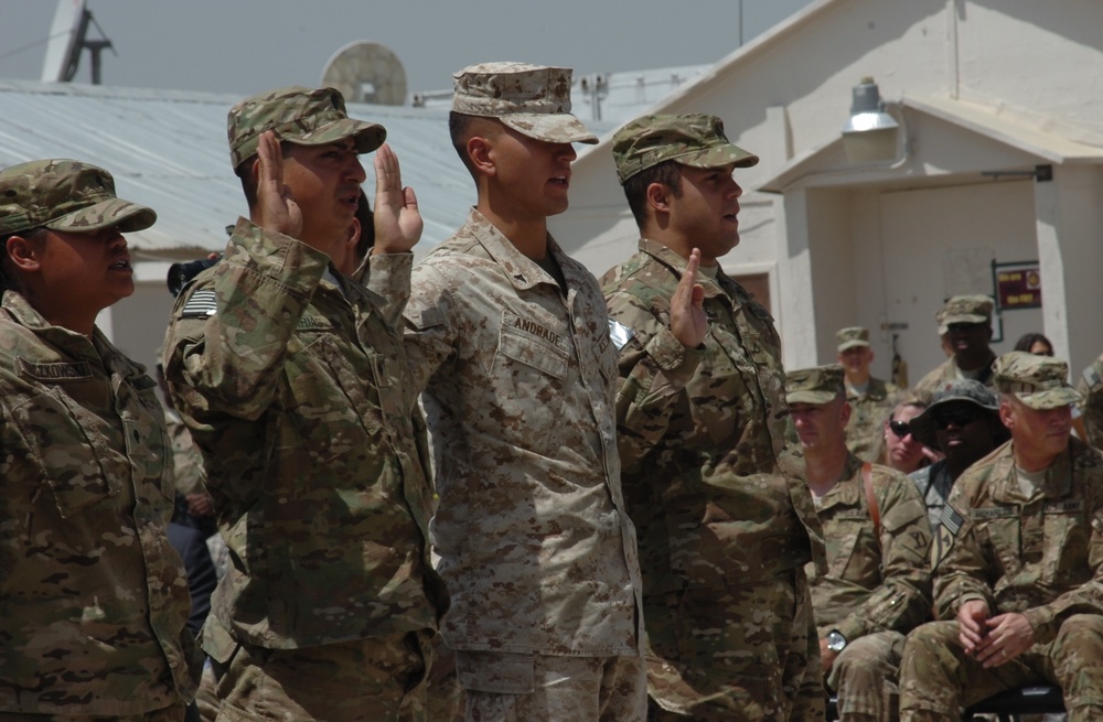 Soldiers become US citizens during Independence Day ceremony in Afghanistan