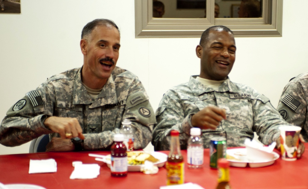 Brig. Gen. Jesse Cross enjoys a laugh