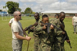 183rd Security Forces teaches security techniques to Suriname military