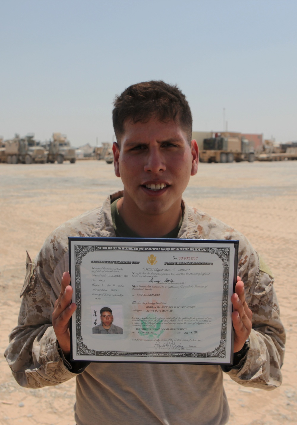Marine becomes US citizen during deployment to Afghanistan