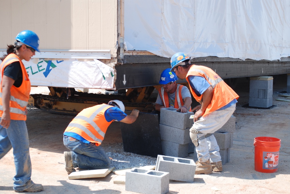 Installing modular classrooms for Joplin High School at Shopko