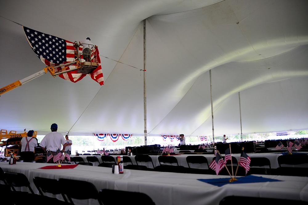 Flag hangs high - Serving Our Troops - St. Paul to Fort McCoy