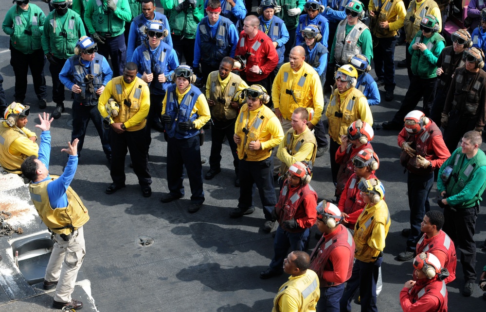 USS George H.W. Bush flight deck safety drills