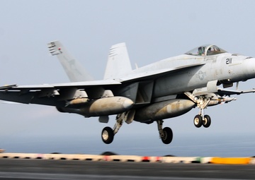 F/A-18E Super Hornet launches from USS Ronald Regan