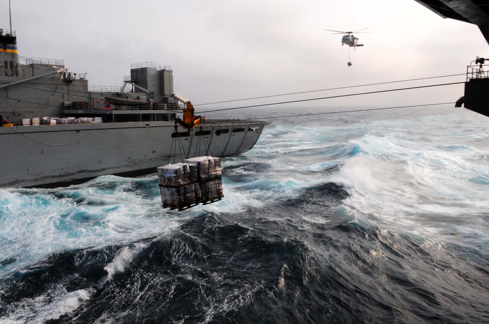 USS Ronald Reagan replenishment at sea