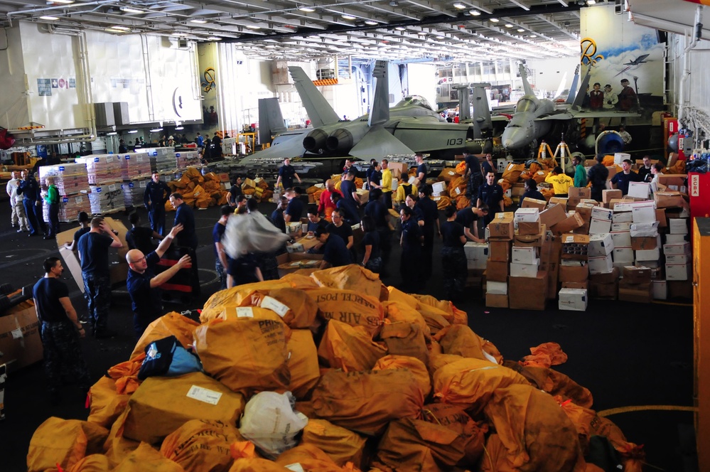 USS Ronald Reagan replenishment at sea