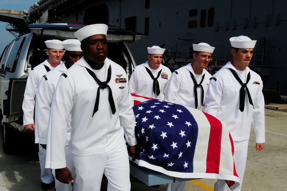 DVIDS - Images - USS Wasp sailors prepare for burial at sea [Image 2 of 2]