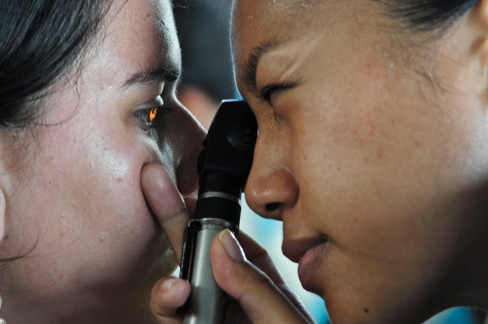 Eye exam at Guatemalan medical site