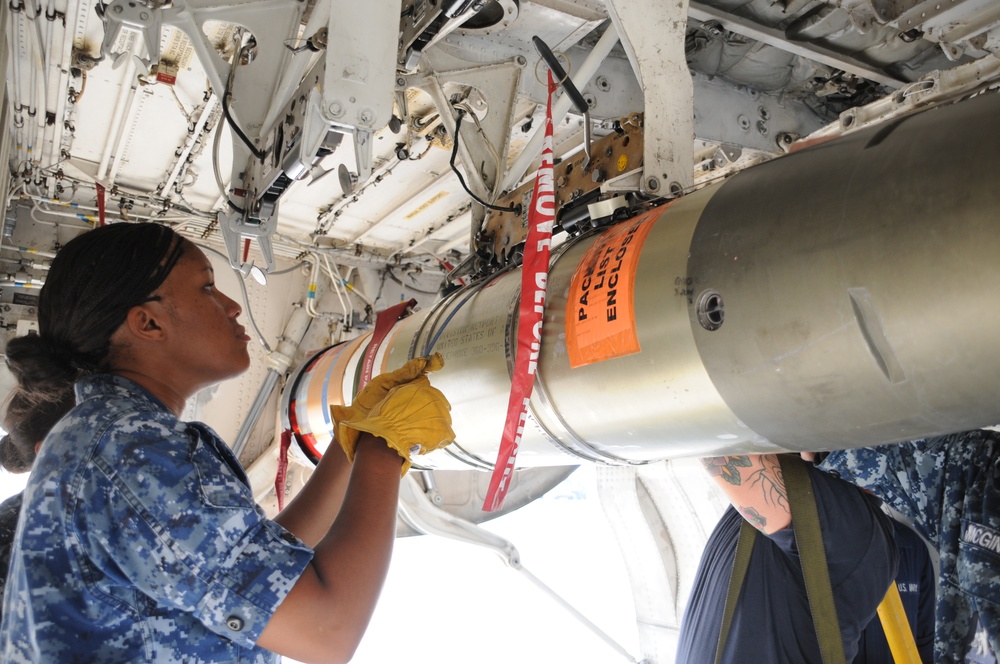 Airman handles torpedo