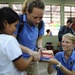 Volunteers demonstrate dental hygiene in Puerto San Jose