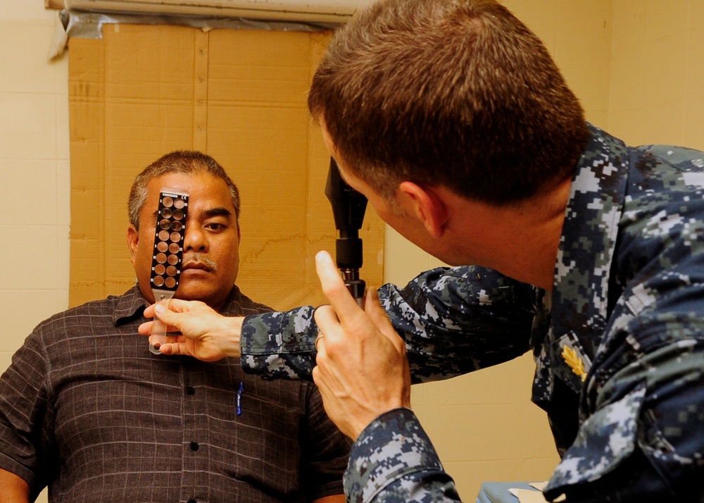 Eye exam at Kosrae hospital