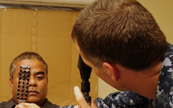 Eye exam at Kosrae hospital