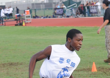 Marines movtivate local youth in Miami, during Junior Rank Football camp