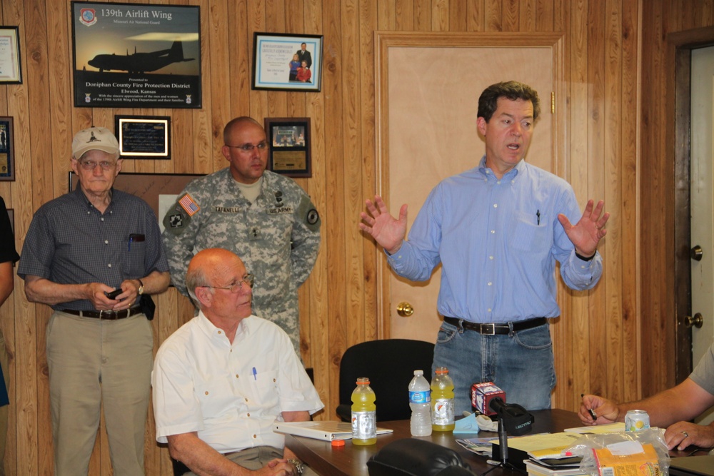Adjutant general joins governor and Senator Roberts to meet with flooded counties