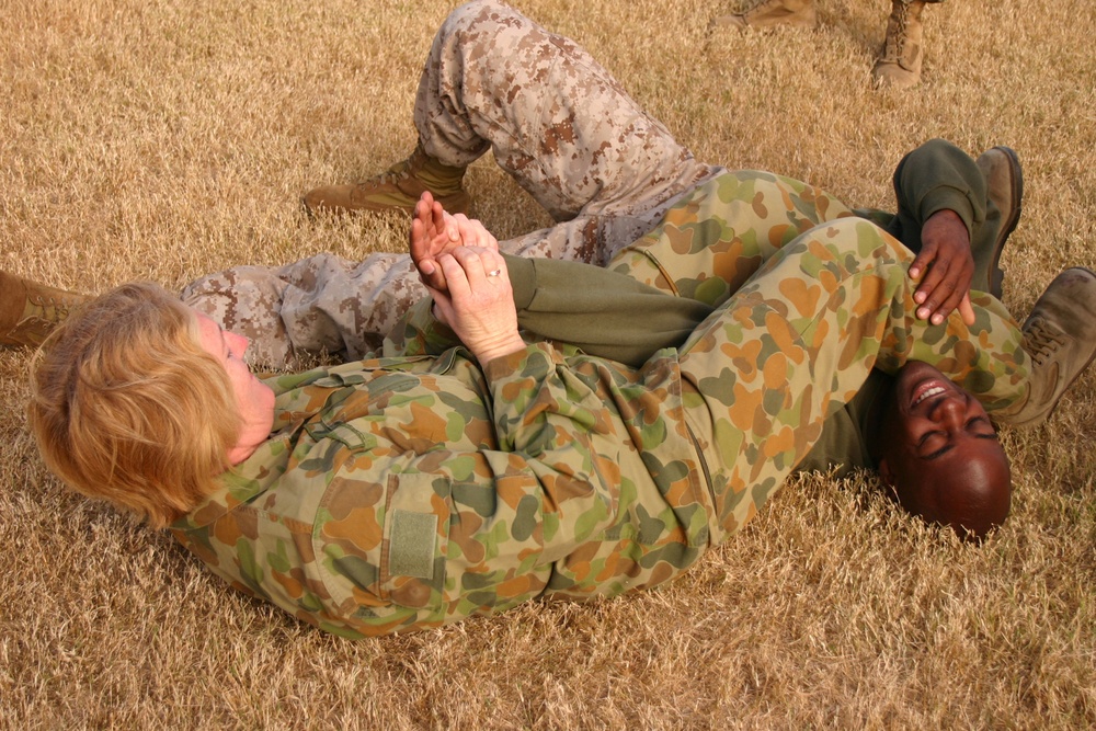US Marines, Australian Defence Force personnel grapple to strengthen bonds during Talisman Sabre 2011