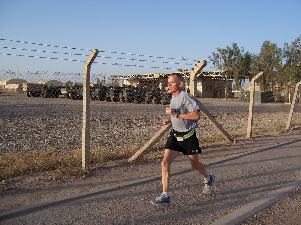 Cavalry soldier runs to victory