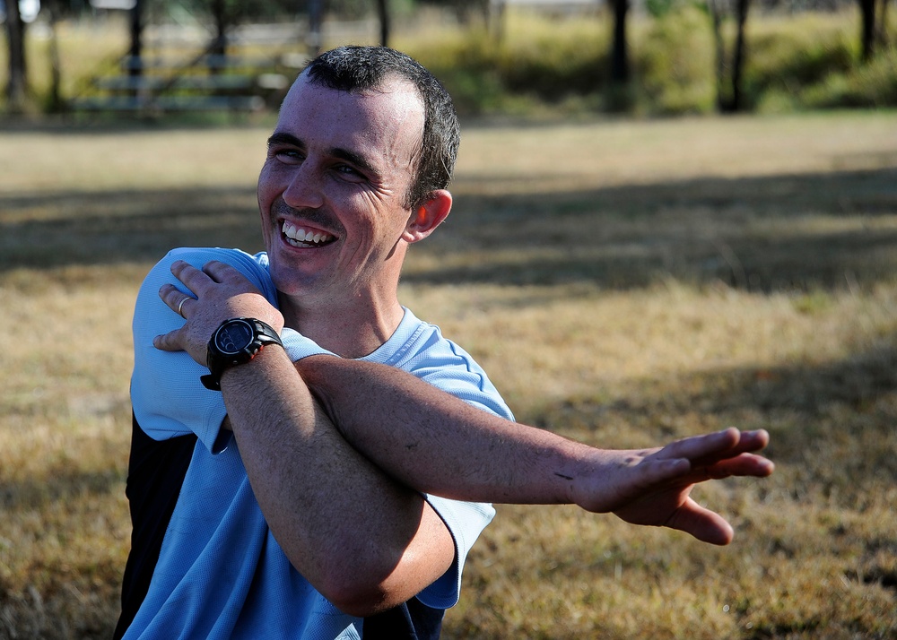 Australian Defence Force service member prepares for game of rugby during Talisman Sabre 2011