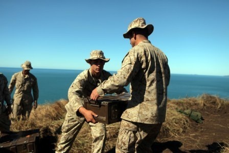 US Marines fire mortars during Talisman Sabre 2011