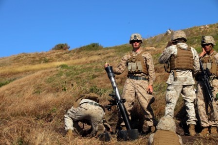 US Marines fire mortars during Talisman Sabre 2011