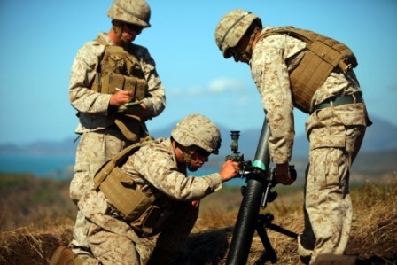 US Marines fire mortars during Talisman Sabre 2011