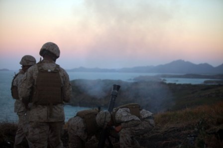 US Marines fire mortars during Talisman Sabre 2011