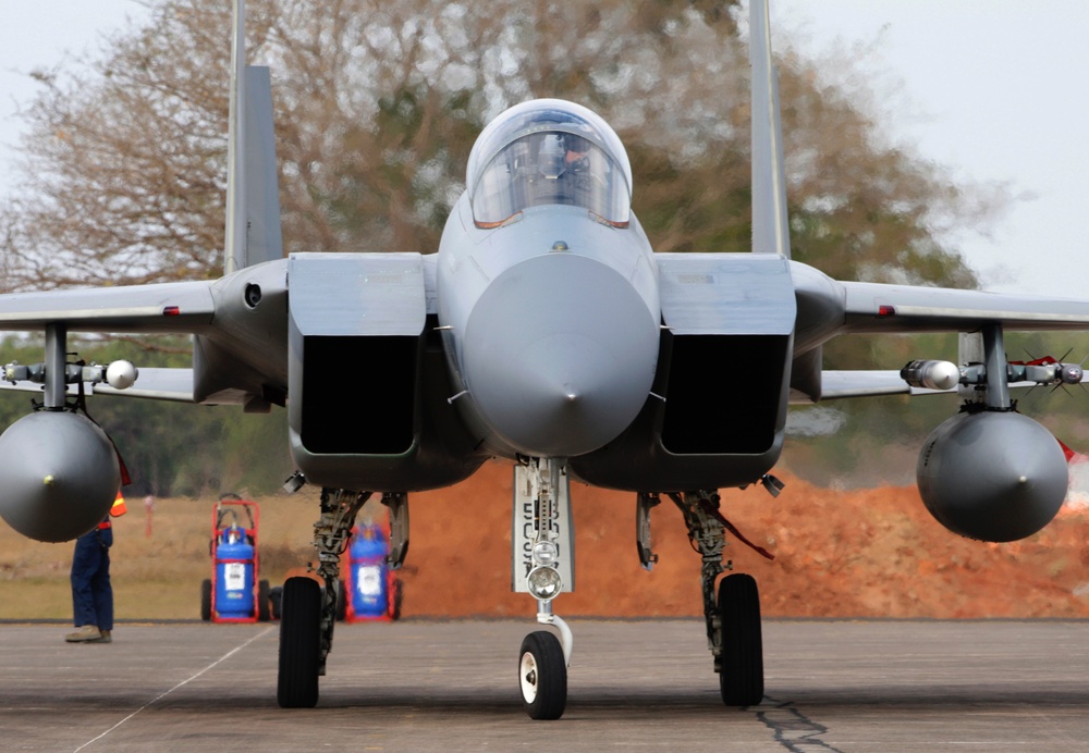 US Air Force aircraft fly at RAAF Base Darwin during Talisman Sabre 2011