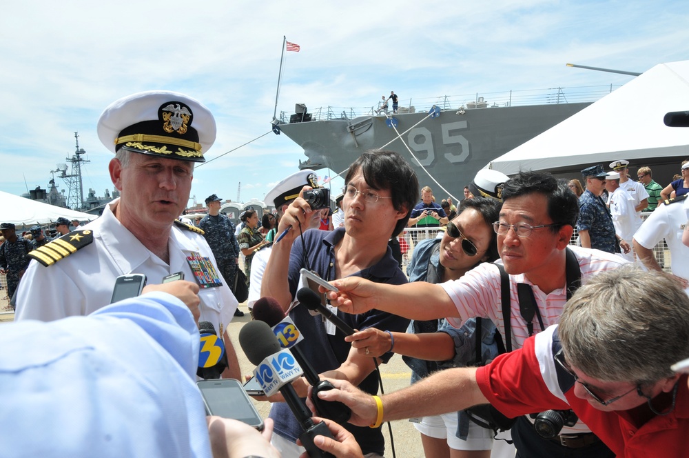 USS Enterprise commander answers questions from media